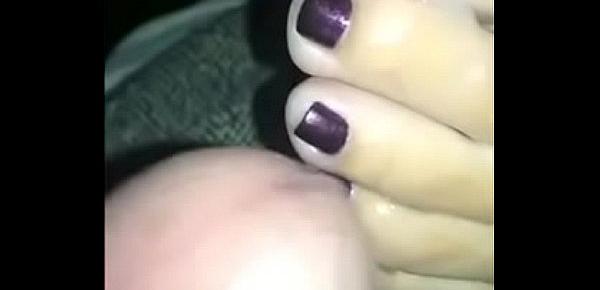  Shoot cum all over hot wife’s toes